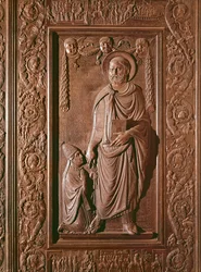 Sv. Petr, detail z centrálních dveří baziliky, zdobený 1439-45 (bronz) (viz též 247330-247337)